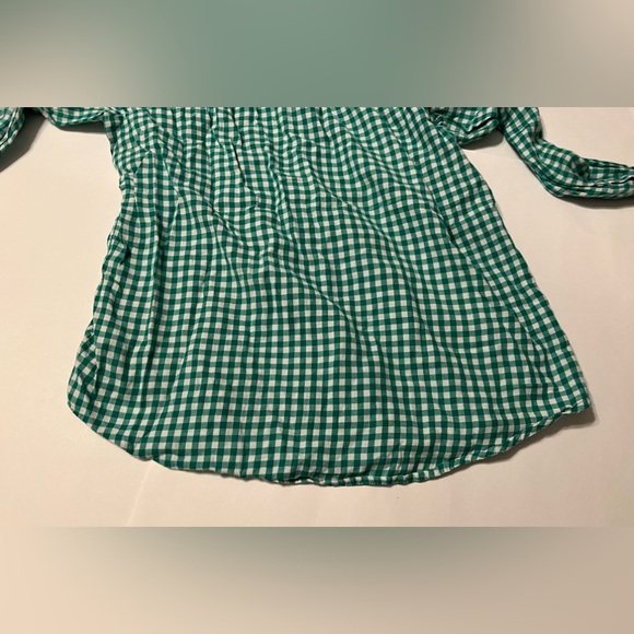 Gap Women’s The Shrunken Boyfriend Gingham Green And White Medium Long Sleeve - Picture 16 of 16